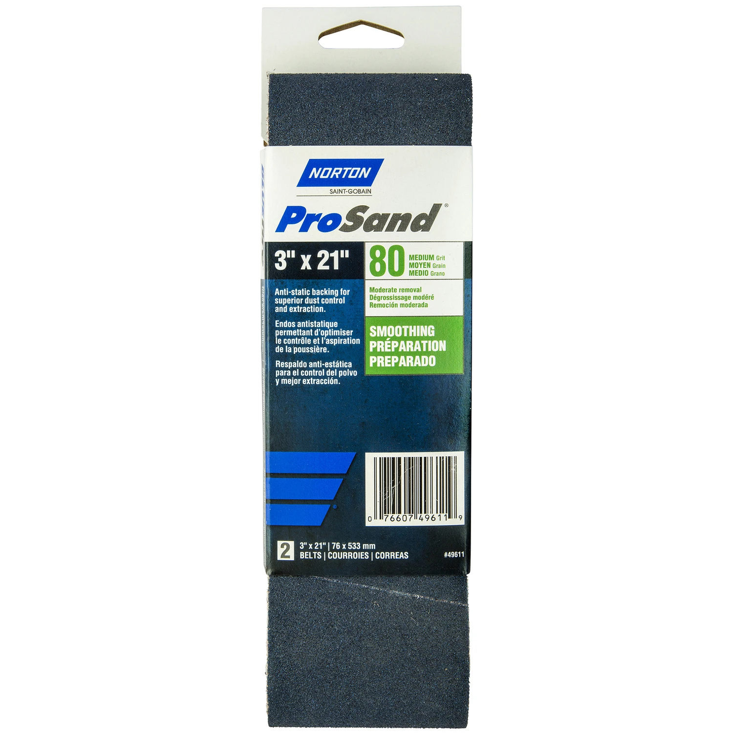 Prosand 3 In. W X 21 In. L Sanding Belt, 80 Grit, Zirconia Aluminum, 2 Pk