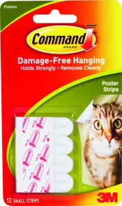 Command 17024 Poster Strip, 5/8 in W, 13/16 in L, Clear