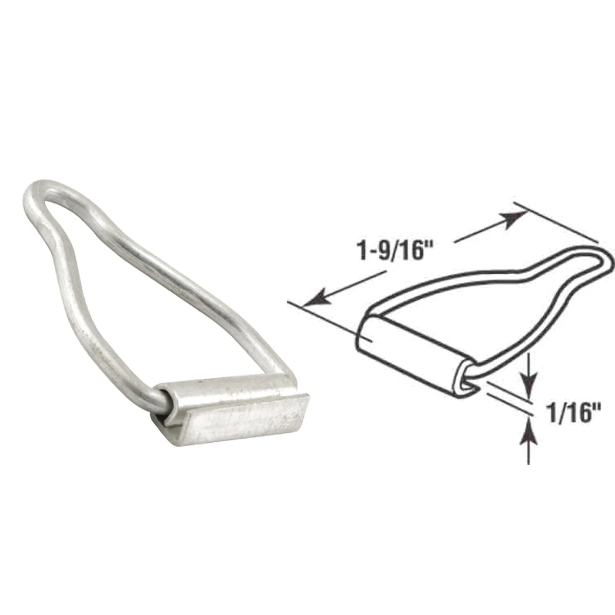 Pl14658 Spline Channel Bail Latch, 1/16 In. X 1-9/16 In., 25-pack, Aluminum