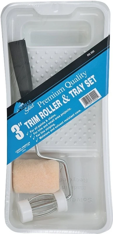 Linzer Rs300 Mini Roller & Tray Set, 3 In., 3 Piece, Plastic Tray, 3/8 In. Nap