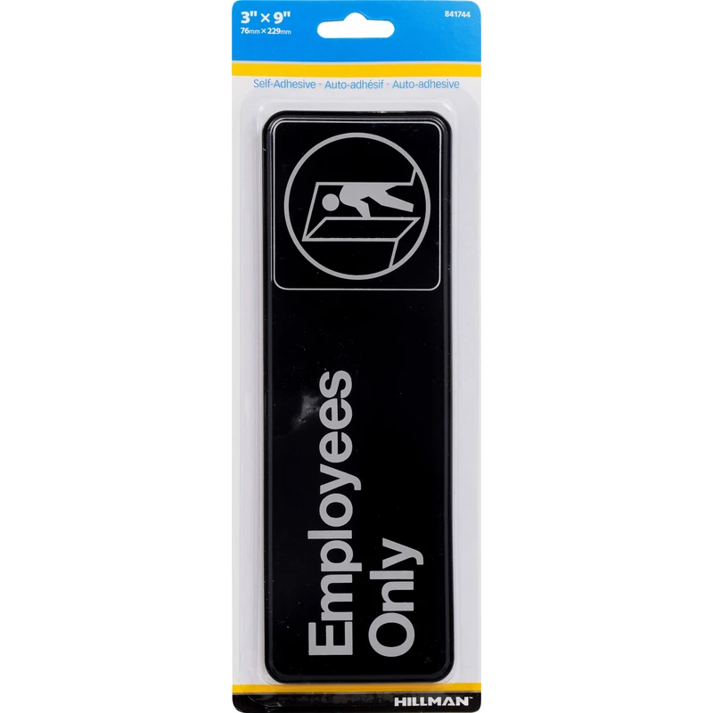 Employees Only Sign, Peel & Stick, Brown & White Plastic, 3 x 9-In.