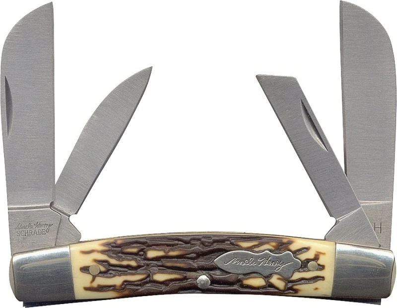 Uncle Henry Master Folding Pocket Knife 4uh With Staglon Handle And 4 Blades