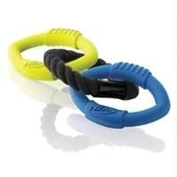 Dog Triple Ring Rubber Rope Tug Toy - Small 9 Inches Blue-yellow-black
