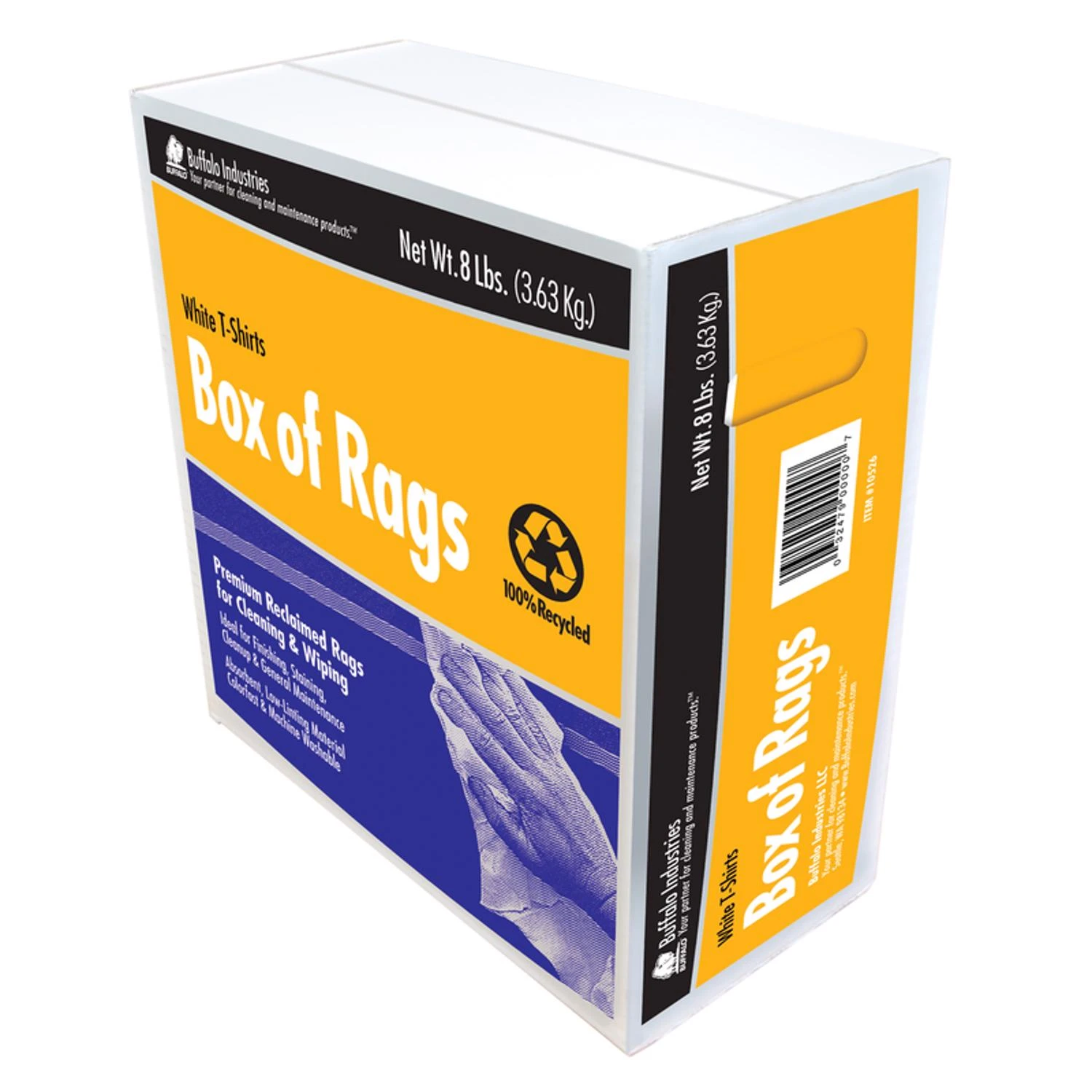 Industries 10526 Recycled White Knit Wiping Rags 8 Lb Box - 1 Pk