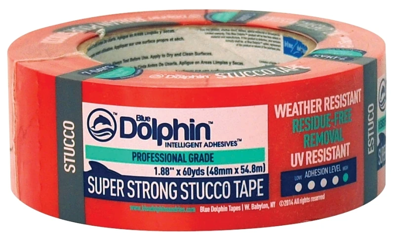 Professional Grade Stucco Tape, 1.88" X 60 Yards, High Adhesion
