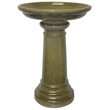 Usa Medium Light Green Ceramic Bird Bath, Model Gp0112es, 17" X 24"