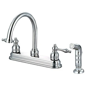 12-2757 Bismark Two-handle Kitchen Faucet With Sprayer In Satin Nickel Finish