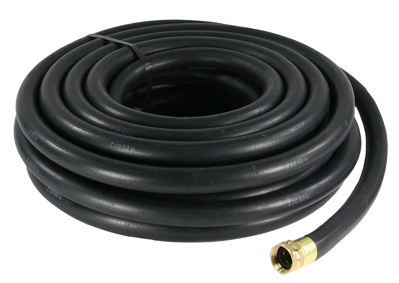 1112-0750-50 Contractor Grade Water Hose Assembly, 50 Ft, Rubber, Black