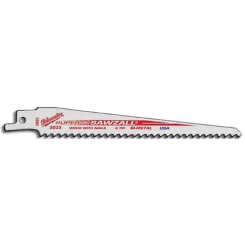 6 In. 5 Tpi Bi-metal Reciprocating Saw Blades, Model 48-01-6035, 50 Pk