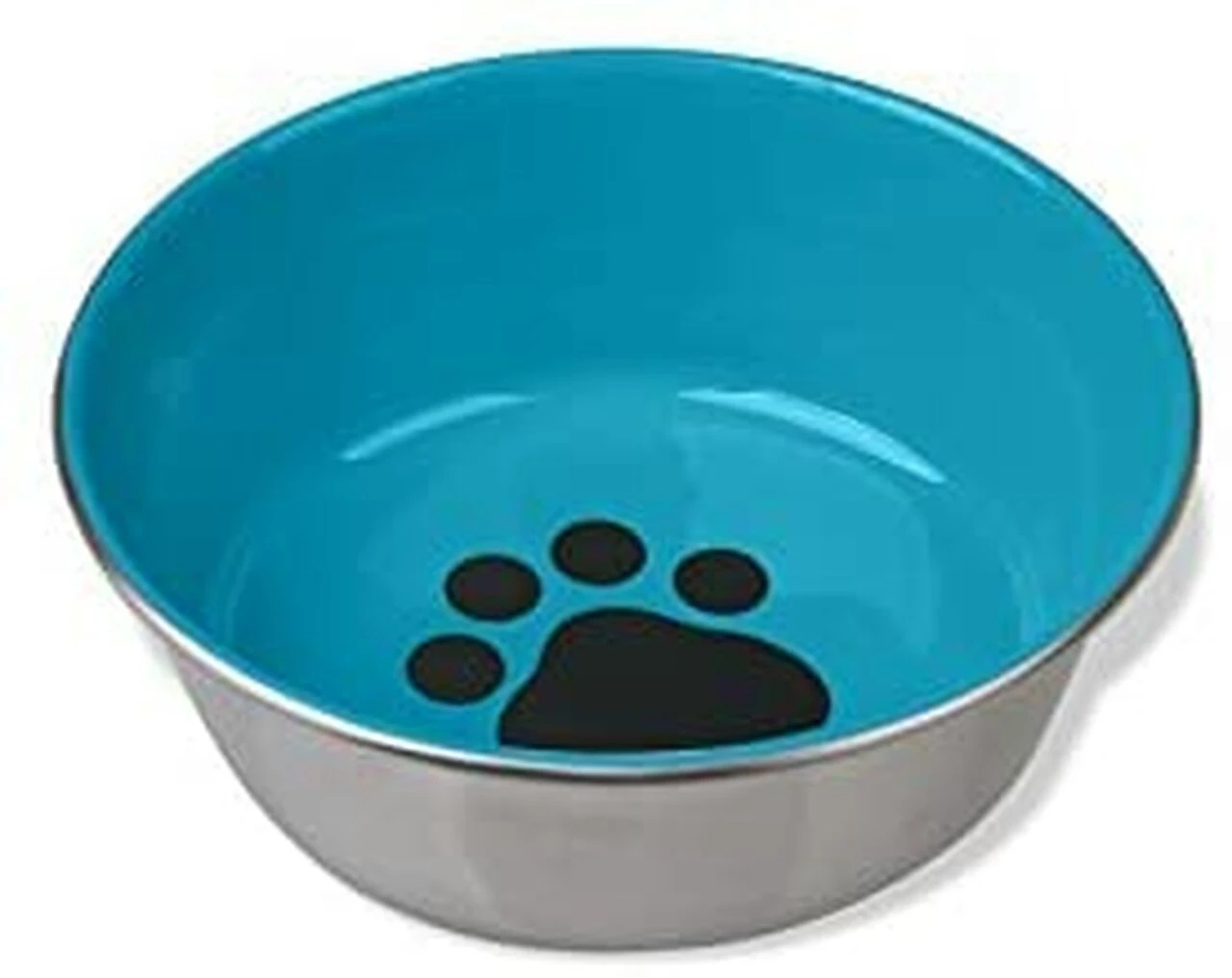 24 Oz Stainless Steel Non-skid Pet Dish With Decorated Enamel Interior