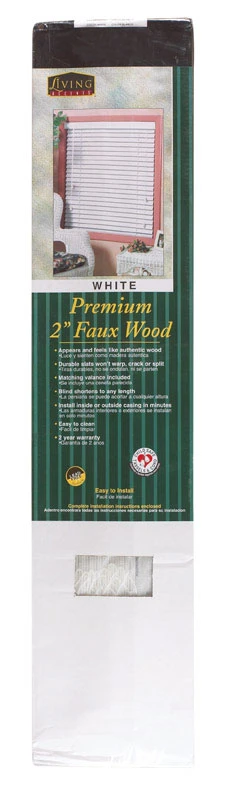 Faux Wood Horizontal Interior Blinds 36 In. W X 60 In. L White
