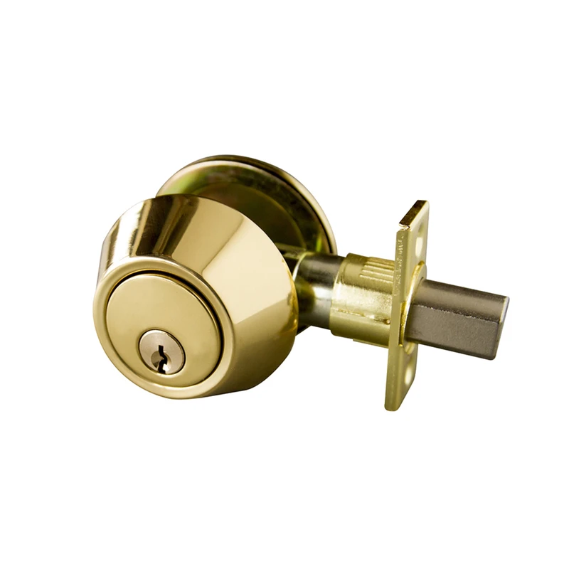Polished Brass Single Cylinder Deadbolt With 6-way Universal Latch Model 727438