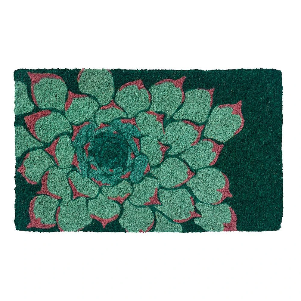 Entryways Hand Woven Coir Door Mat, 30" L X 18" W, Succulent