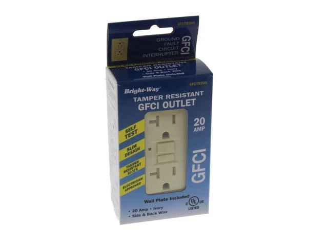 Gfci20iv 20 Amp Tamper Resistant Self-test Gfci Outlet With Wall Plate, Ivory