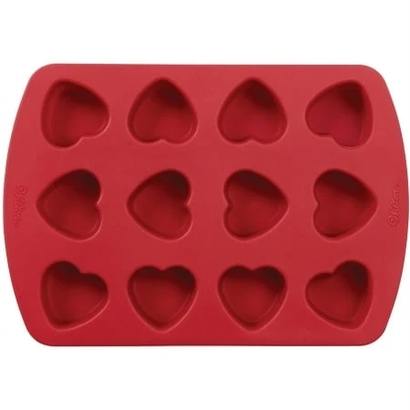 12-cavity Silicone Petite Hearts Mold For Baking And Cake Decorating