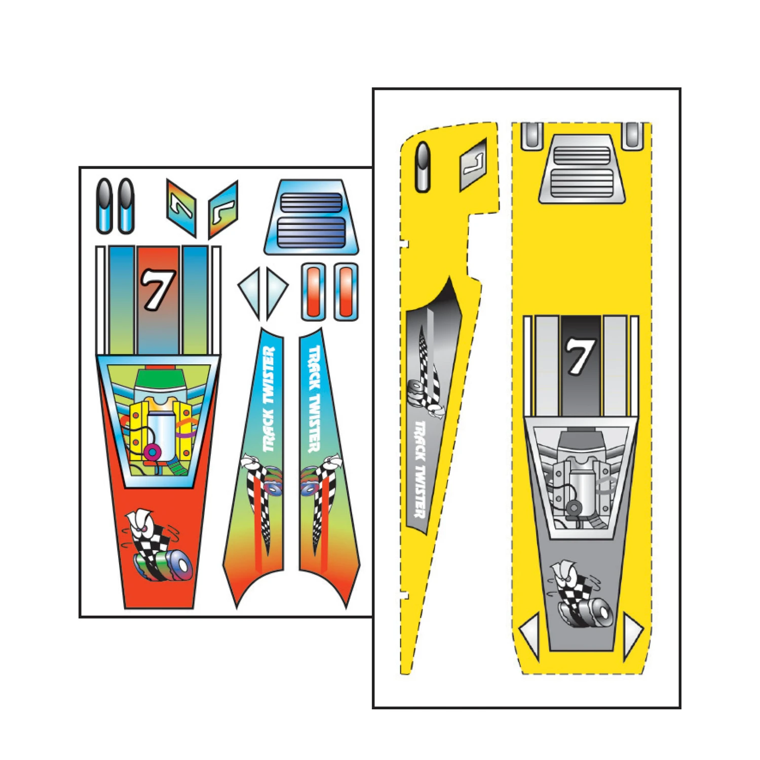 P475 Track Twister Stick-on Decals With Holographic Details