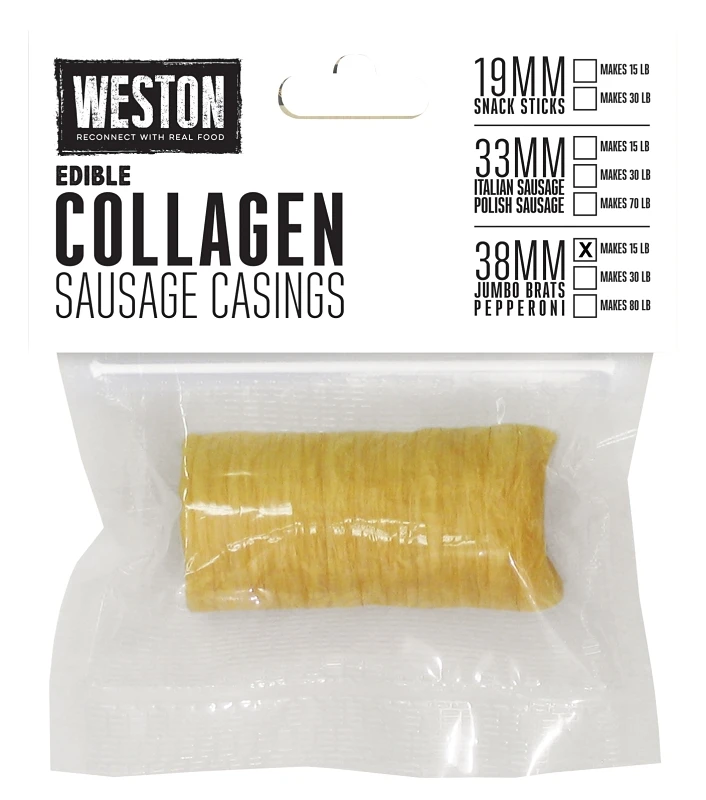 19-0113-w 38mm Collagen Sausage Casing Vacuum Bag For 15 Lbs