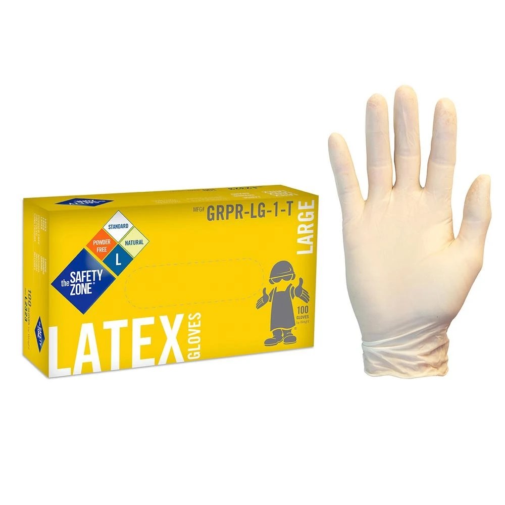 Industrial Grade Disposable Latex Gloves, Powder-Free, X-Large, Natural, 4 Mil,