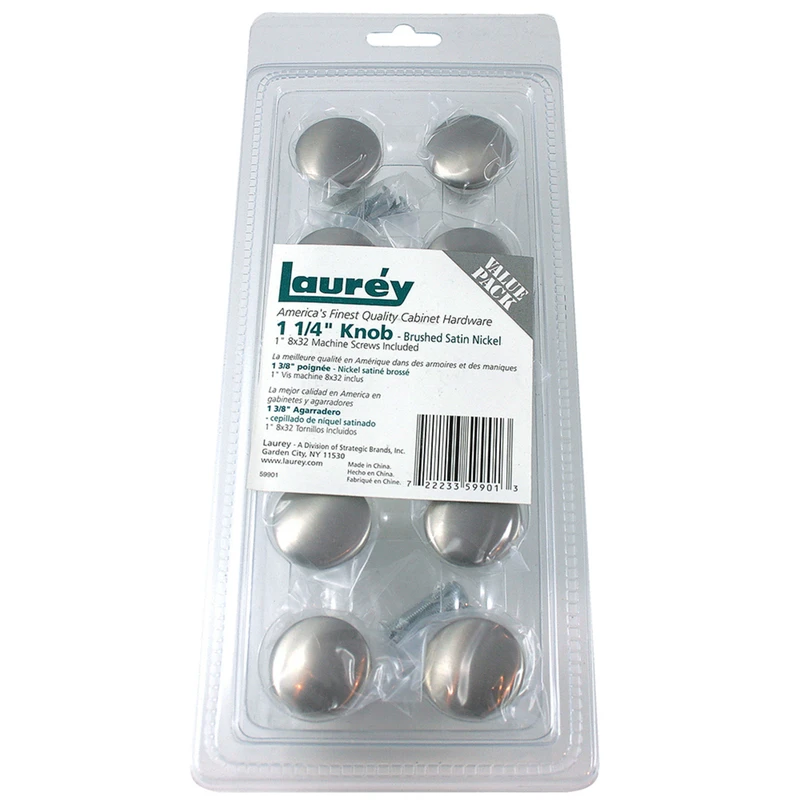 Transitional Round Cabinet Knob 1-1/4 In. D Brushed Satin Nickel 10 Pk