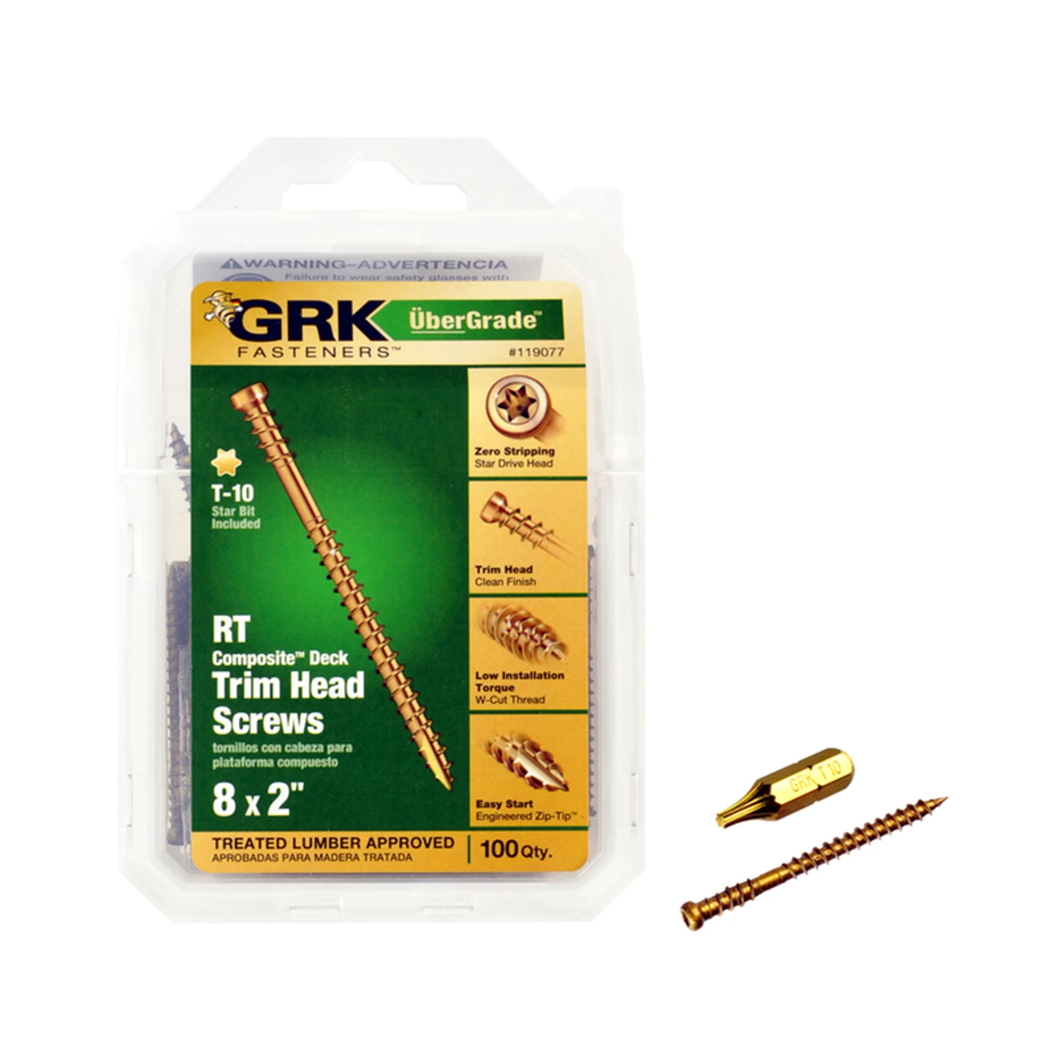 Ubergrade No. 8 X 2 In. L Star Trim Head Screws 100 Pk