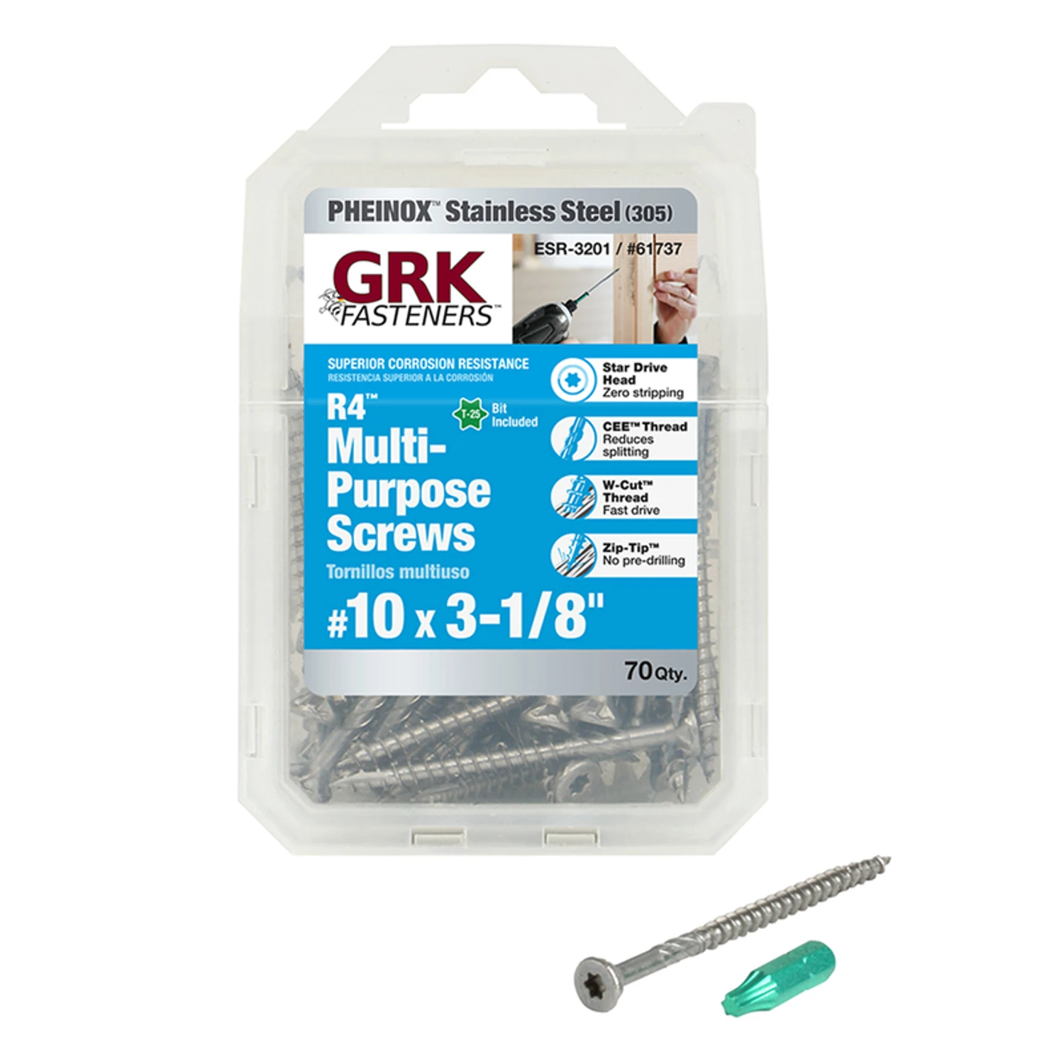 R4 No. 10 X 3-1/8 In. L Star Flat Head Multi-purpose Screws 70 Pk