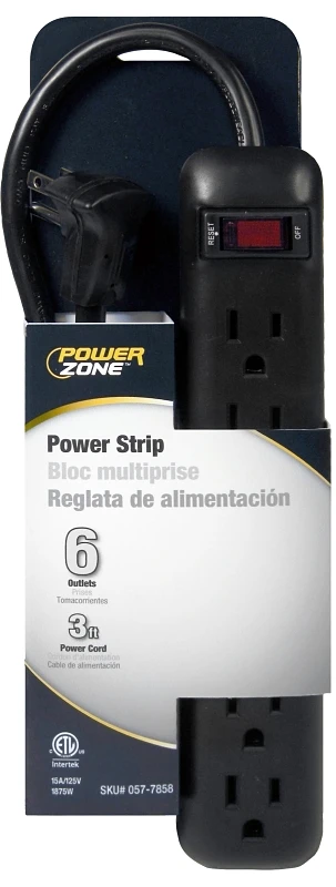 6-outlet Power Strip, 3 Feet, Black - Model Or922009