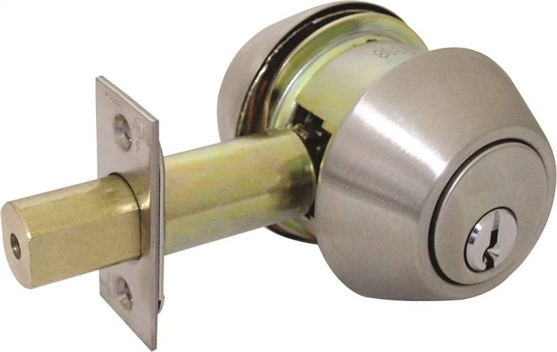 Prosource Double Cylinder Dead Bolt, 2-1/8 in Crossbore, 1 x 2-1/4 in Square Corner Strike, 2 Keys, 6 Cylinder Pins