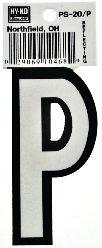 Hy-ko Ps-20/p Reflective Vinyl House Letter P, 3.25 In, Pack Of 10
