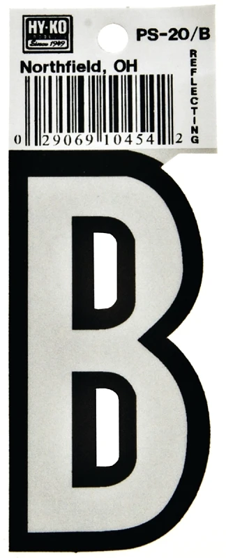Hy-ko Ps-20/b 3-1/4 In. Reflective Vinyl House Letter B - Pack Of 10