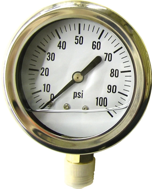 Lg 100 Liquid Filled Pressure Gauge, 2-1/2 In Dial, 100 Psi, 1/4 In Npt