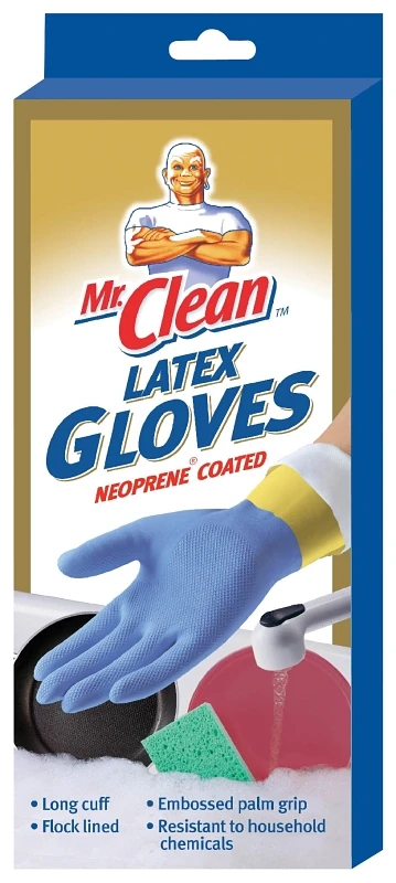 11953 Large Rubber Protector Gloves With Nonslip Grip And Cotton Lining