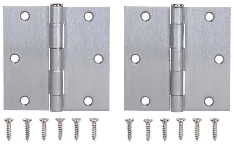 Bh-202sc-ps Square Corner Door Hinge, 3.5 X 3.5 In, Satin Chrome