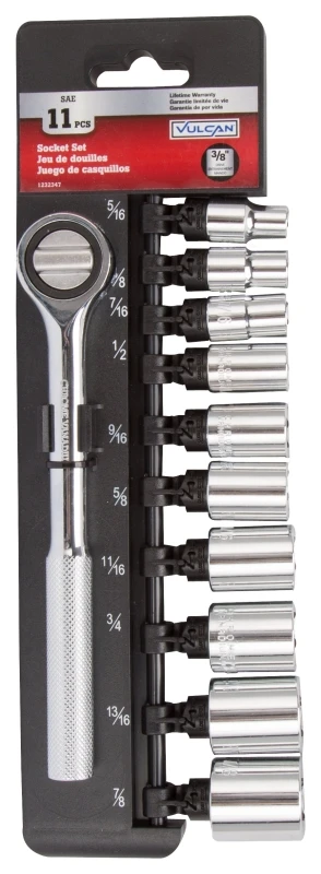 11pc Sae Socket Set, 3/8 Drive, Impact Ready, Steel Construction