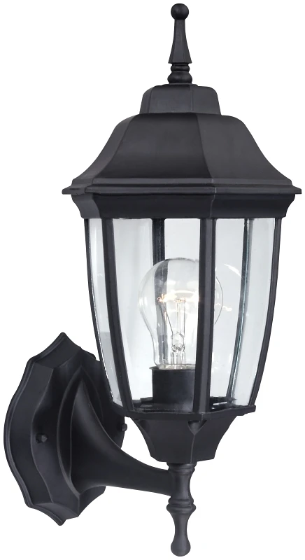 Boston Harbor HL-018B-BK Outdoor Wall Lantern, 120 V, 60 W, Type A Lamp, Aluminum Fixture, Black
