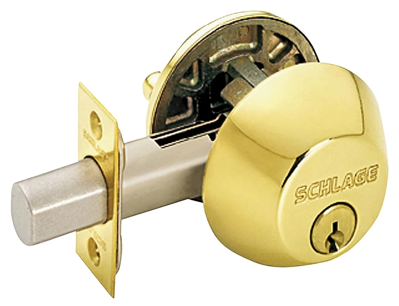 Schlage B60n605 Single Cylinder Deadbolt K4 In Bright Brass Finish