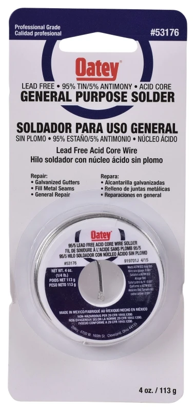 53176 95/5 Acid Core Wire Solder 1/4 Lb For Sheet Metal And Radiator Work