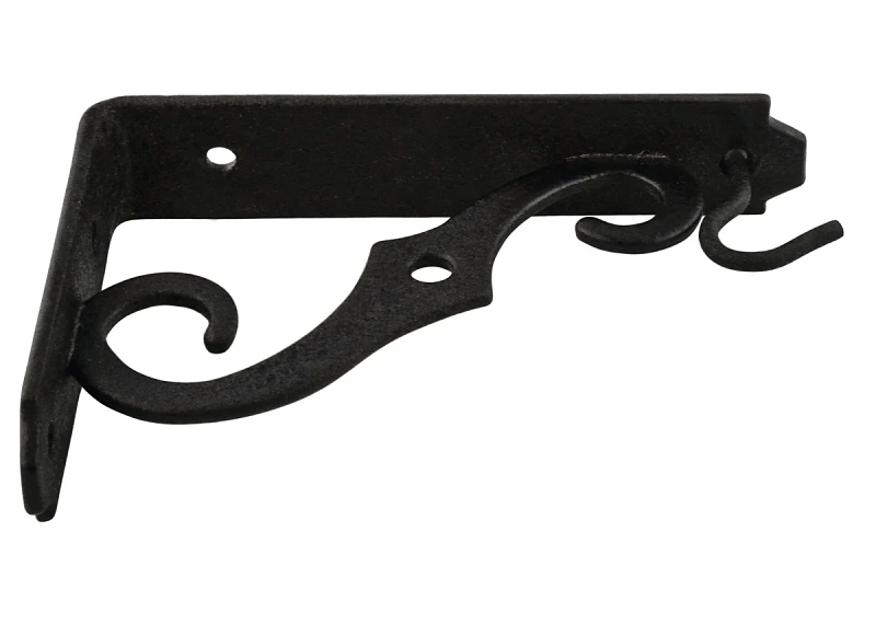 Ornamental Plant Bracket With Swivel Hook, 5 X 3.5 Inches, Black
