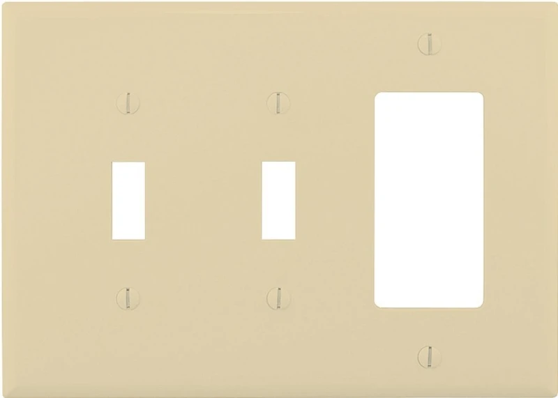 Pj226v Ivory Unbreakable Three Gang Wall Plate With 2 Toggle And 1 Decorator