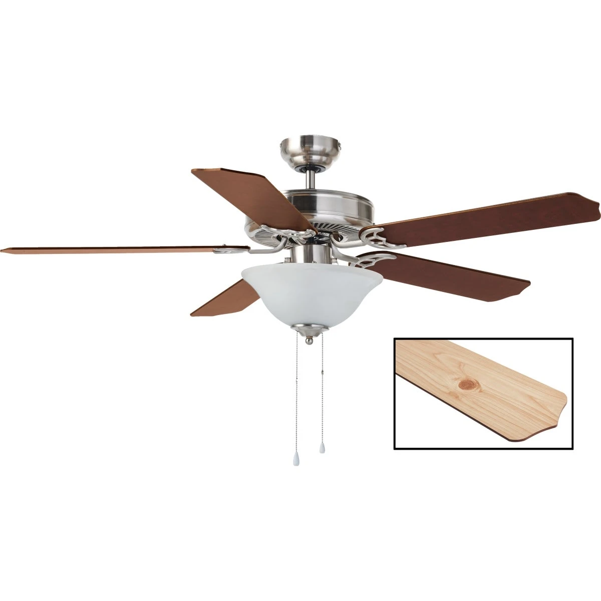 Baylor 52 Inch Brushed Nickel Ceiling Fan With Light Kit