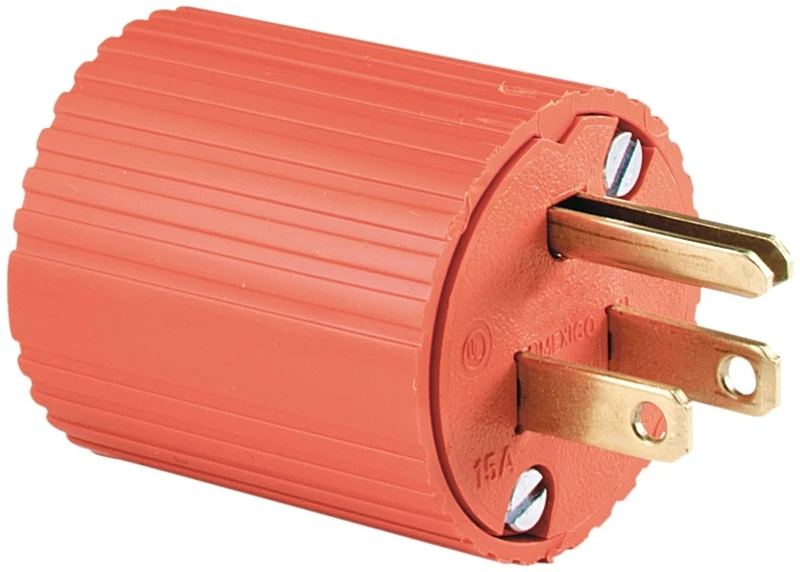6867-box 15 Amp 125 Volt Orange 3 Wire Plug - Thermoplastic