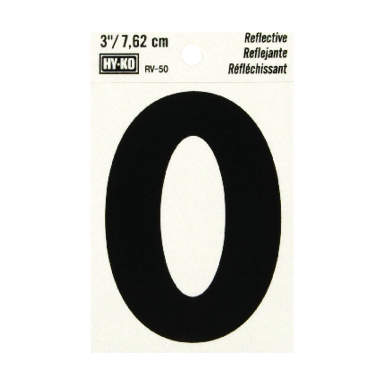Address Letter, O, Black Reflective Vinyl, Adhesive, 3-In.