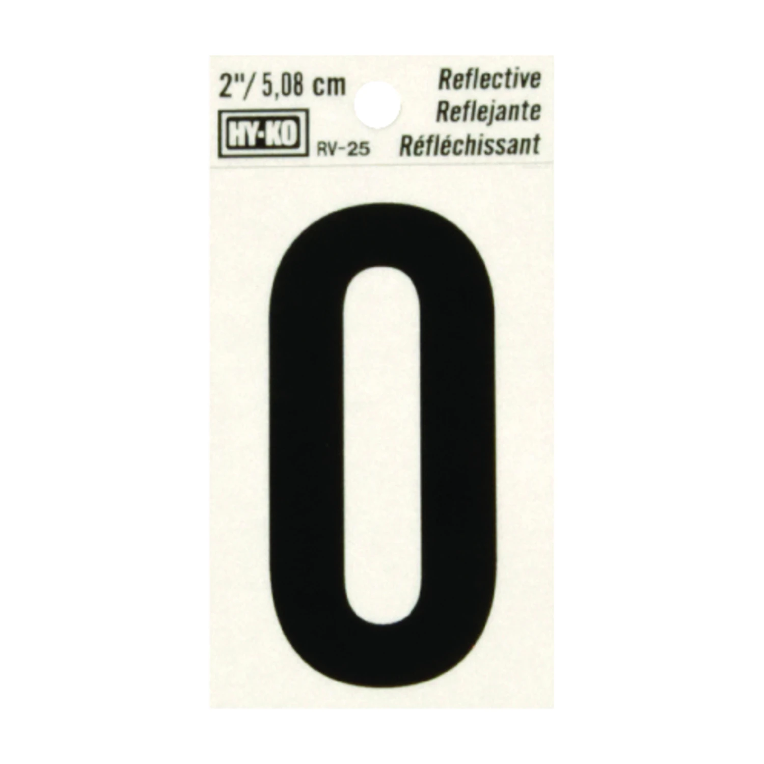 House Address Letter O, Reflective Black/Silver Vinyl, Adhesive, 2-In.