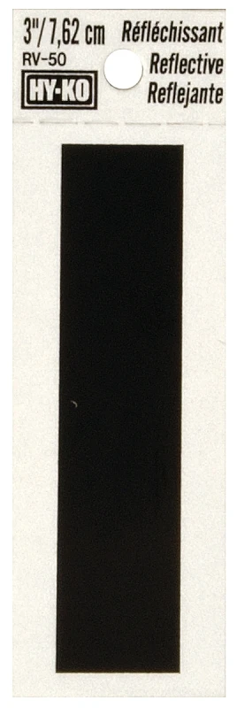 Address Letters, I , Reflective Black/Silver Vinyl, Adhesive, 3-In.
