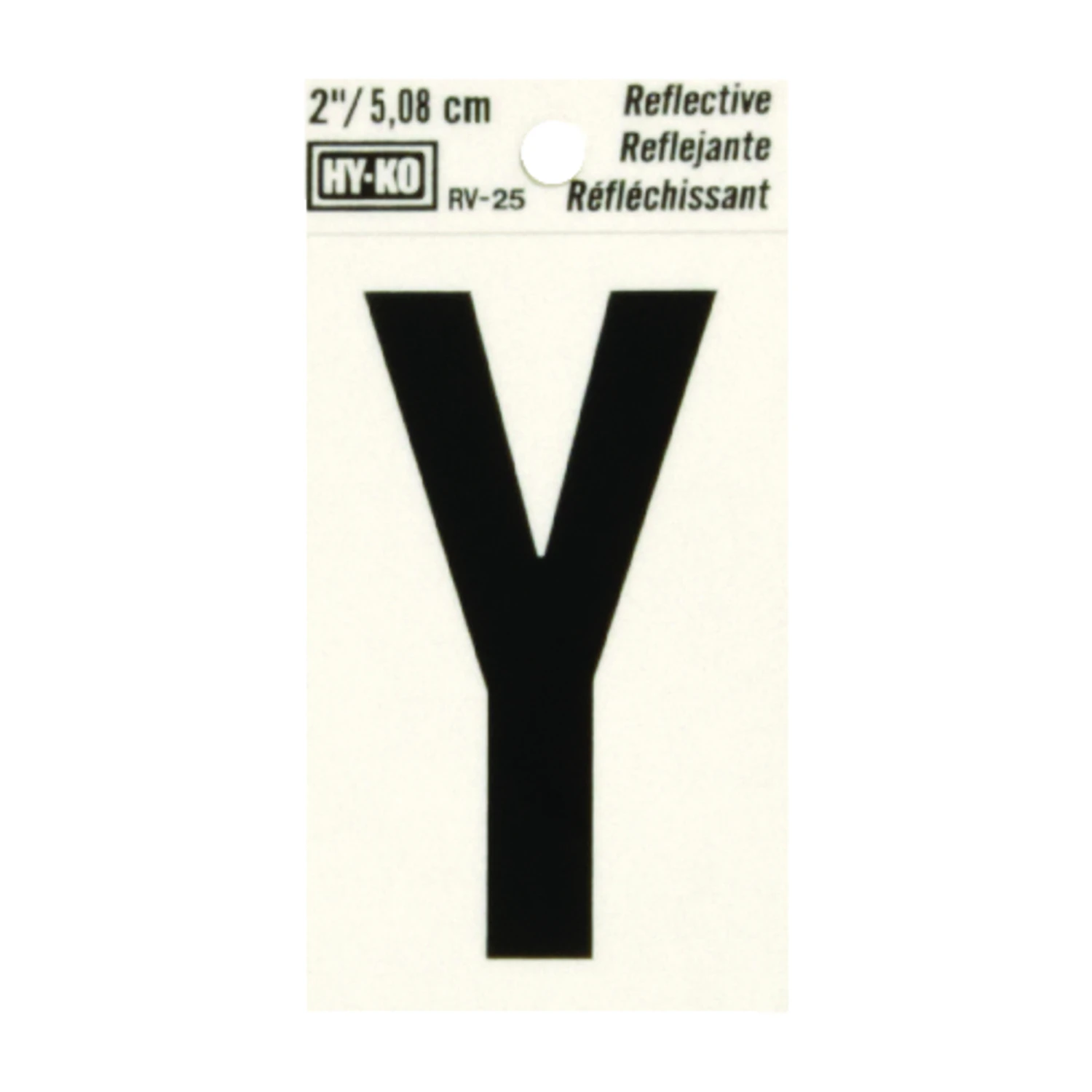 Address Letter Y, Reflective Black Vinyl, 2-In.