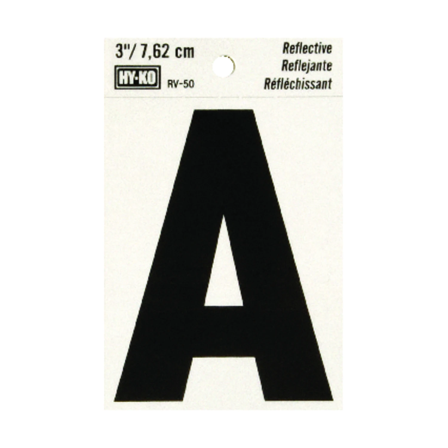 Address Letter, A , Black Reflective Vinyl, Adhesive, 3-In.