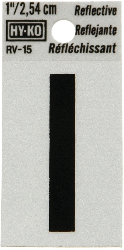 Address Letters, I , Reflective Black/Silver Vinyl, Adhesive, 1-In.
