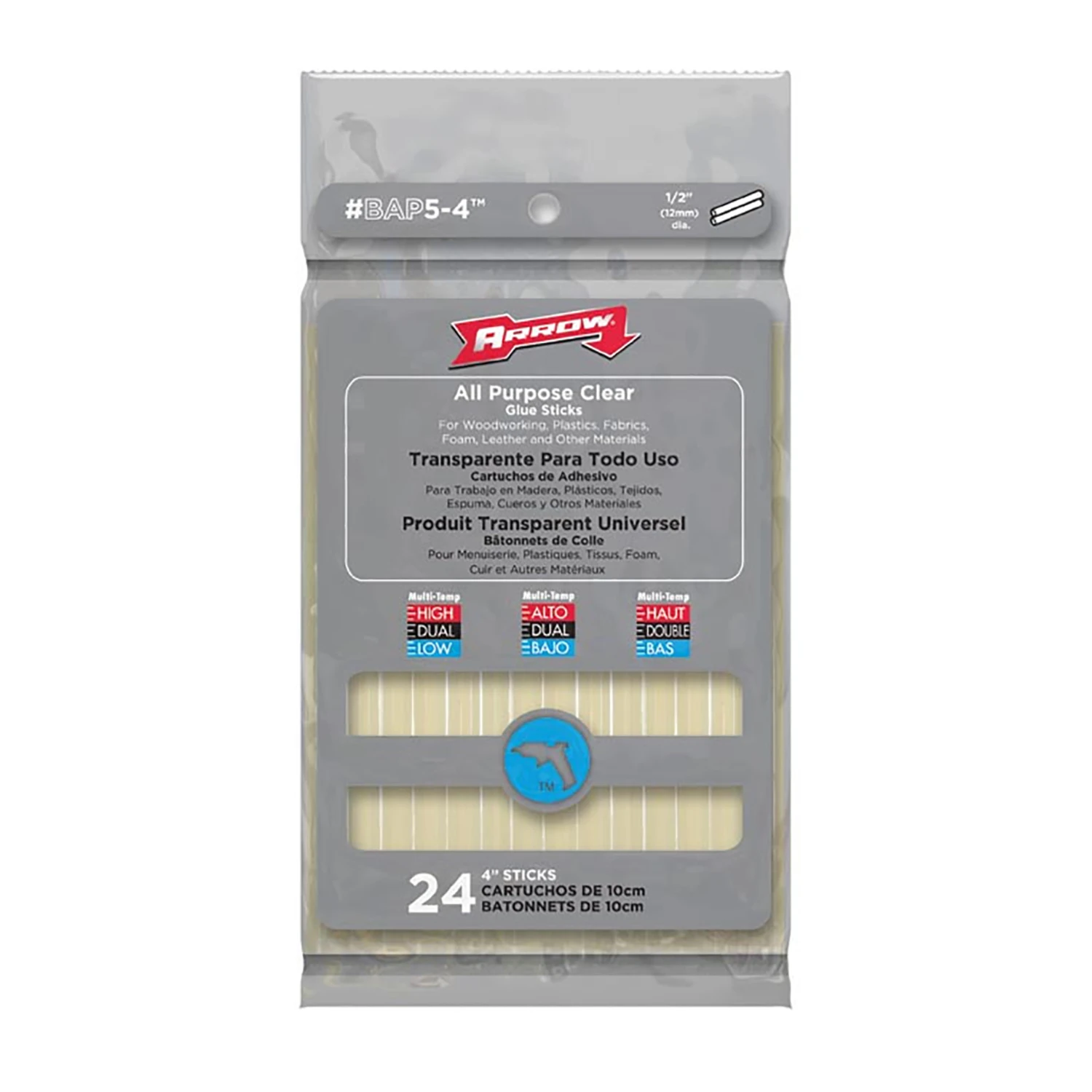 Arrow BAP5-4 Glue Stick, Ester, Clear, 0.5 oz