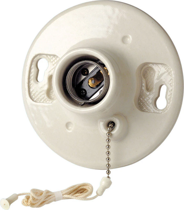 Leviton 29816-C Lamp Holder, Keyless, 4-1/2 in Dia Dimensions, 250 V, 660 W, Aluminum Contact, White