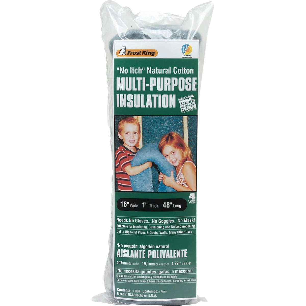 Insulation, No-Itch Cotton, 1 x 16 x 48-In.