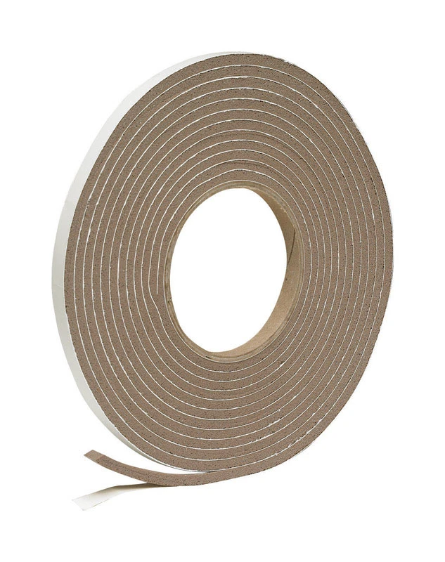 Vinyl Foam Weatherseal Tape, 3/8W x 3/16 In. T x 17 Ft.